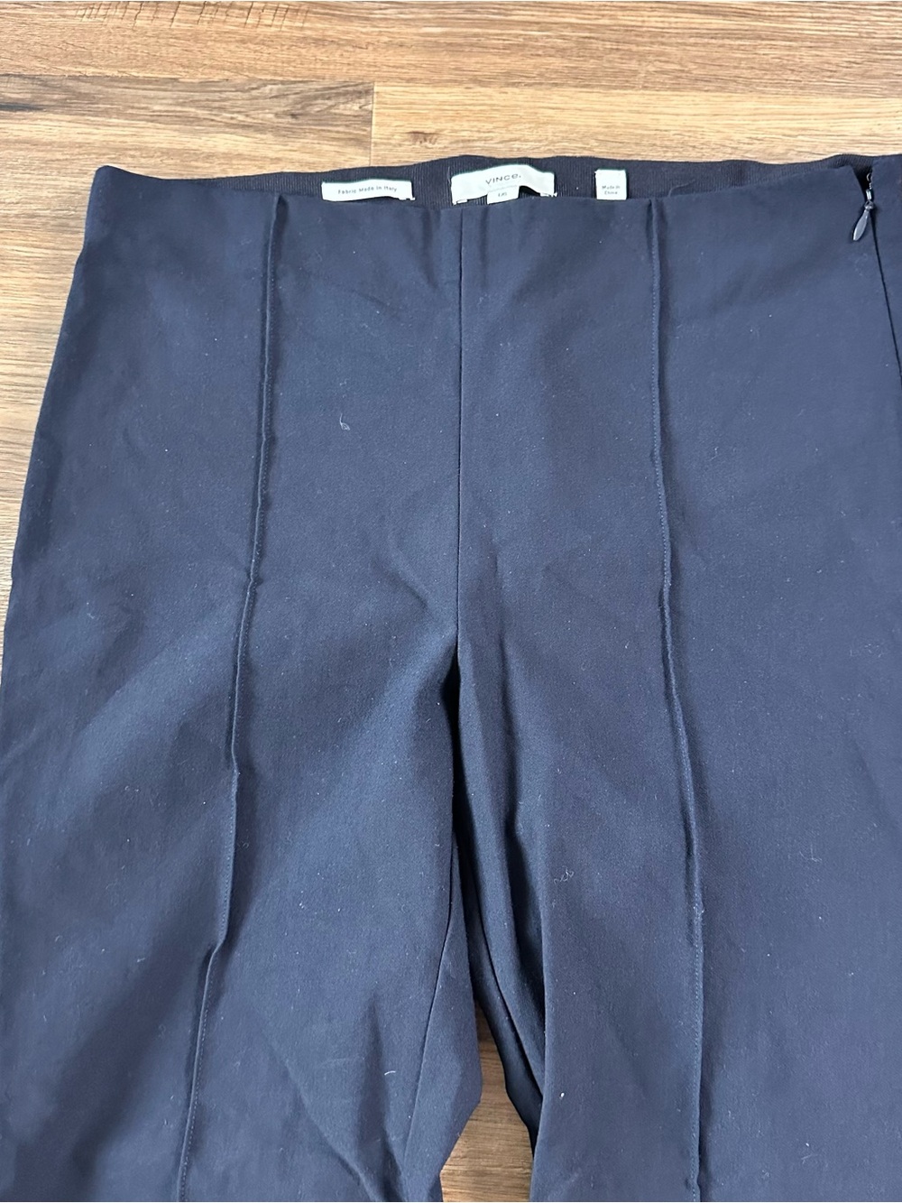 Vince Cropped Flare Dress Pants Womens Large Stretch Navy Blue Side Zip Office - Picture 2 of 11
